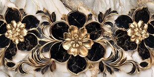 轻奢金色牡丹花线条