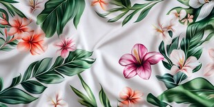 田园风热带树叶花朵