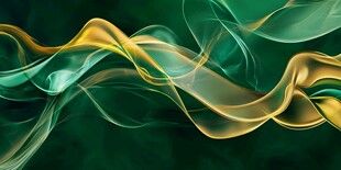绿色色彩变幻金色波纹