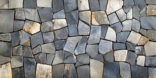 深蓝色拼接石片墙