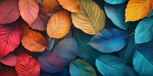 五彩树叶背景实拍