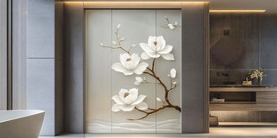 手绘荷花镶嵌硬包