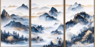 新中式装饰画山水屏风
