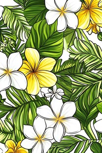 热带花枝四方连续图