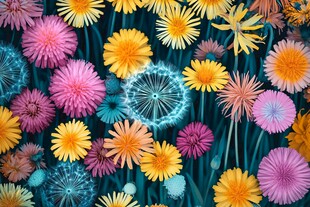 彩色菊花背景墙