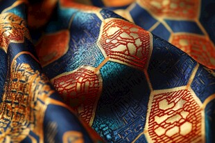 彩缎菱格百家衣