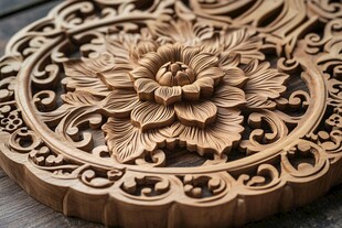 木雕花胚