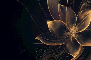 高精手绘黄金拉丝花卉