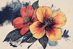 手绘水彩花卉无框画