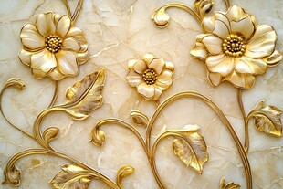 金色花卉浮雕
