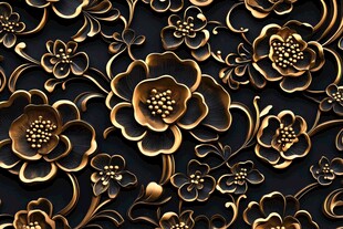 3d浮雕金属牡丹花