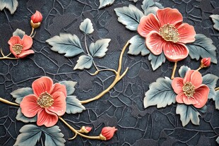 3d立体浮雕花卉花鸟