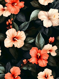 田园风热带树叶花朵