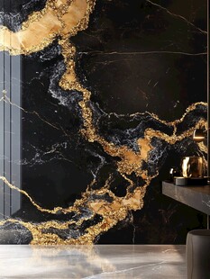 极简金箔石根线条对拼