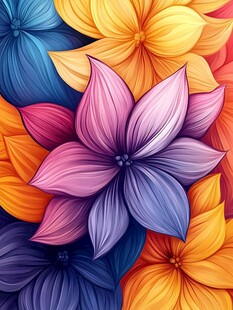 彩色缤纷花朵炫丽绽放