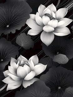 黑底蓝色荷花背景