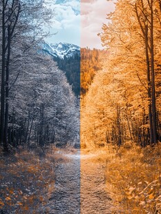 冷暖色调自然风光