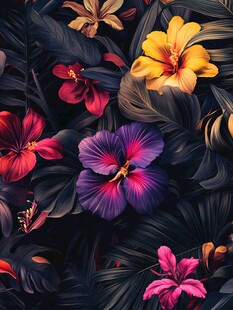 热带花枝四方连续图