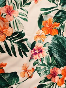 田园风热带树叶花朵