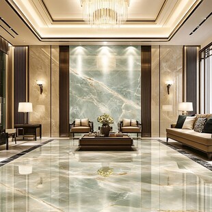 中式大理石地板背景墙