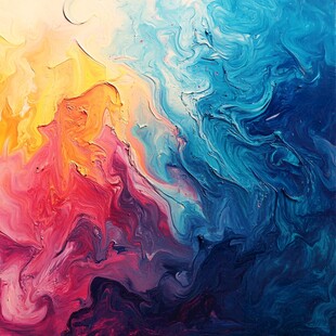 肌理彩色流体装饰画