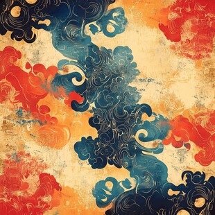 彩墨云纹艺术画