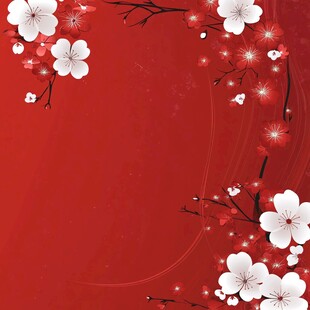 杏花红底图