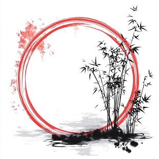 墨竹圆框装饰画