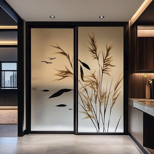 新中式芦苇背景墙