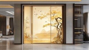 屏风禅意山峰银杏