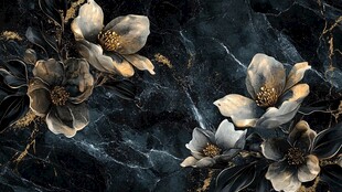 牡丹花线描金轻奢