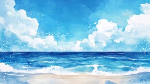 海边唯美手绘