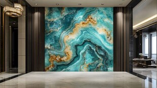 蓝色大理石迎宾区