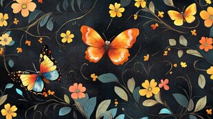 蝶恋花橙色蝴蝶背景