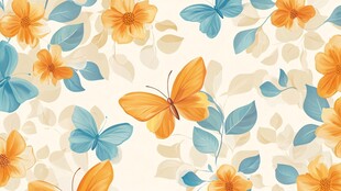 蝶恋花橙色蝴蝶背景