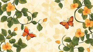 蝶恋花橙色蝴蝶背景