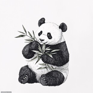 手绘插画熊猫