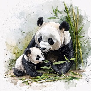 珍稀动物熊猫插画