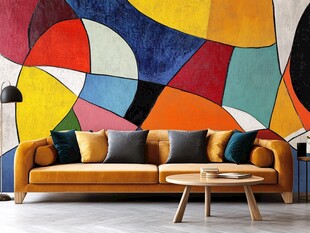 彩色纹理背景客厅壁画