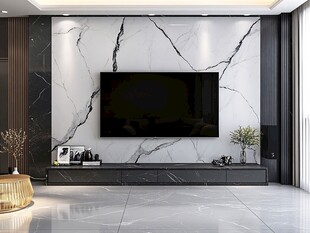 大理石岩板电视背景墙