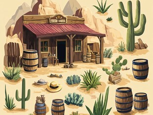 西部地区卡通元素