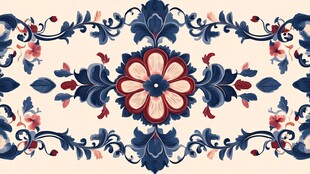 色块花古典图案组合