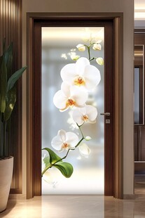 水墨兰花平开门