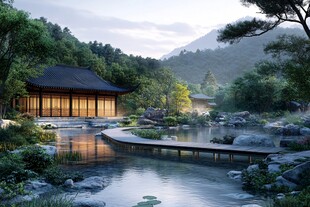 中式园林水景区