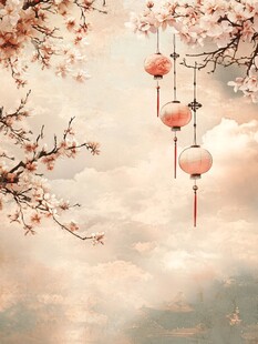 灯笼梅花背景图