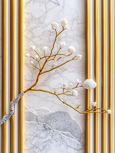 极简金箔石根线条对拼