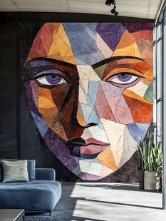 人脸色块拼接装饰画