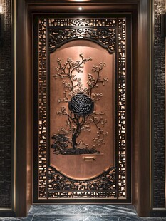 中式拼花铜装饰墙壁