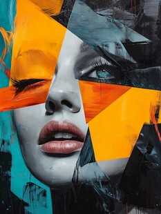 人脸色块拼接装饰画