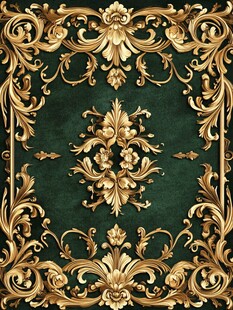 高端绿色背景金色图案